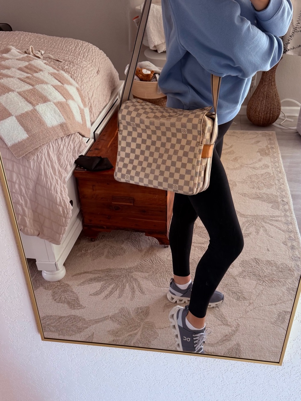 Louis Vuitton Damier Azur Canvas Crossbody Bag in Beige and Cream